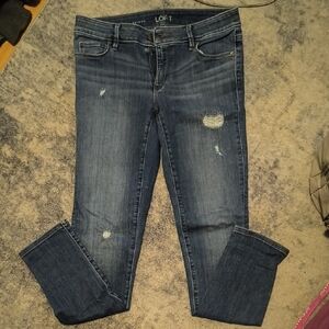 LOFT | Women's Distressed Blue Skinny Jeans